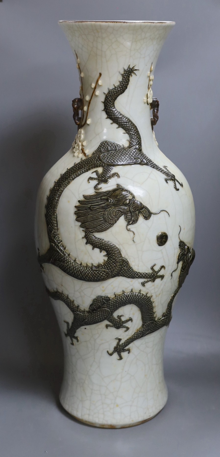 A large Chinese crackleglaze dragon and phoenix vase, early 20th century, 63cm tall